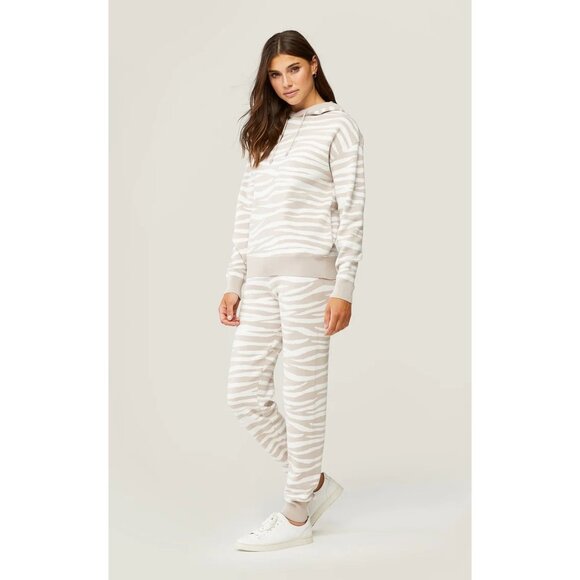 NWT Soia and Kyo taupe pink and white zebra print trackpants, M - Picture 3 of 15